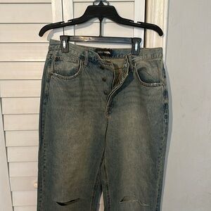 Crossover Tinted Ripped Straight Leg Jeans